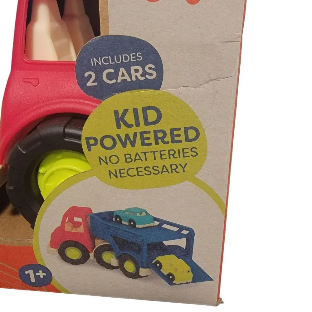 B. Toys Happy Cruisers Multicolor Kid‎ Powered 2 Cars 1 Carrier Classic Toys